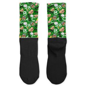 Teachers Back To School Unisex ABC Printed Design Custom Athletic Cotton Socks